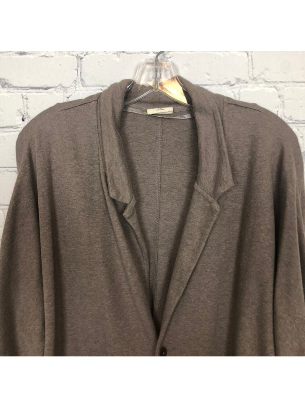 Pact Organic Cotton Airplane Relaxed Blazer Size L Taupe Brown - Picture 2 of 7